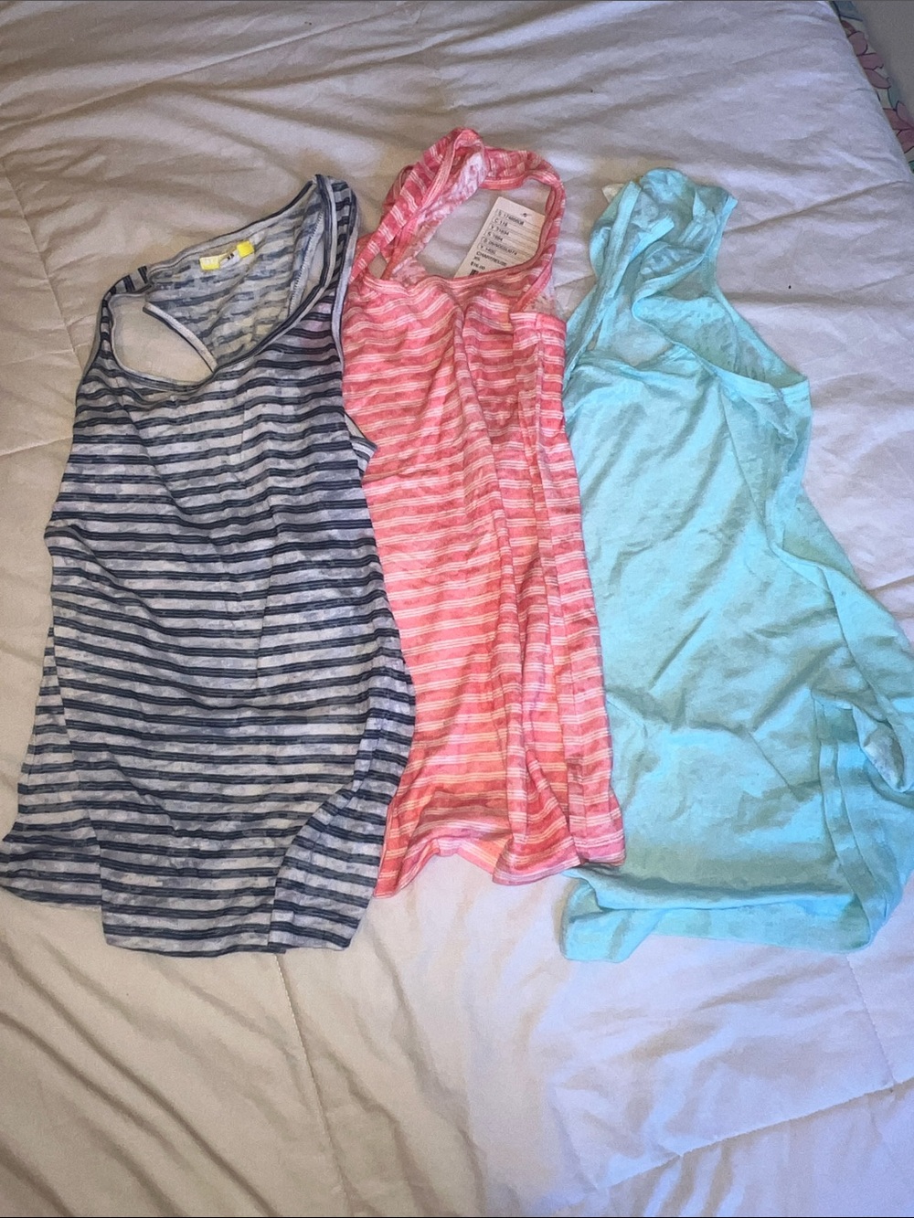Urban Outfitters Striped Gray & Coral + Solid Mint Tank Trio - Picture 3 of 5